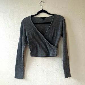 Cross Ribbed Gray Top